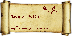 Maczner Jolán névjegykártya
