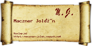 Maczner Jolán névjegykártya